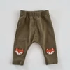 Kép 1/2 - Khaki színű unisex rókás pamut babaleggings, Nutmeg, 62-es méret