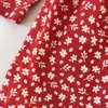 Kép 2/2 - 104-es piros virágmintás hosszú ujjú pamut kislány ruha – Marks&amp;Spencer