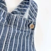 Kép 2/2 - Csíkos kantáros kisfiú short, farmerhatású pamut, Nutmeg, 74-es méret