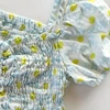 Kép 2/2 - Világoskék virágmintás Zara pamut crop top 8 éves kislánynak