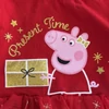 Kép 2/3 - 80-as Peppa malac karácsonyi tüllszoknyás body fodros ujjakkal kislánynak