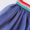 Kép 2/2 - 86-os sötétkék tüll szoknyás kislány leggings arany pöttyökkel – Smile