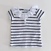 Kép 1/3 - 92-es pamut tüll galléros csíkos rövid ujjú felső kislánynak – Mayoral, 2 év