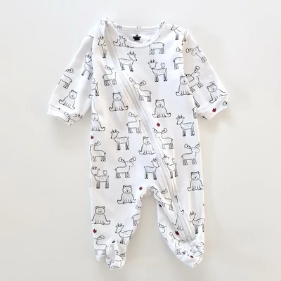 Canadian állatmintás unisex cipzáros rugdalózó – 62-es, használt babaruha