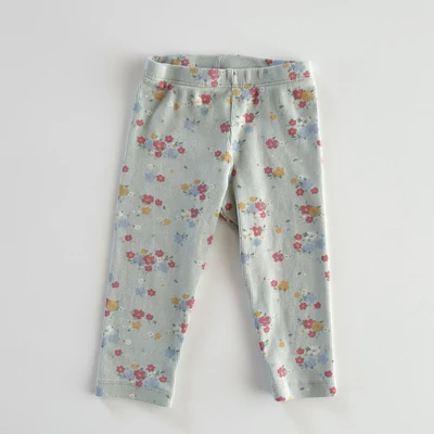 Bordázott virágmintás halvány zsályazöld pamut kislány leggings – Matalan, 86-os méret