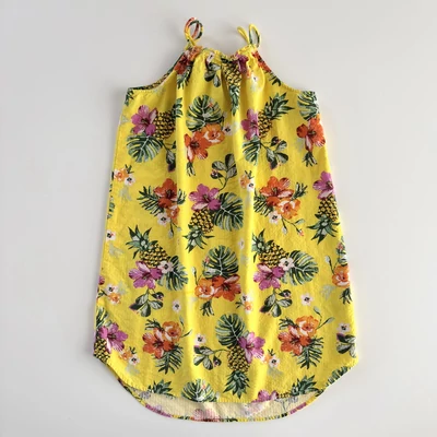 Hibiszkusz mintás pántos pamut tinilány kánikula ruha – H&amp;M, 12–14 év