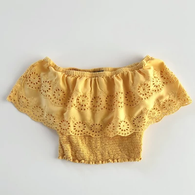 Okkersárga madeira hímzett viszkóz crop tinilány felső – New Look, 164-es méret