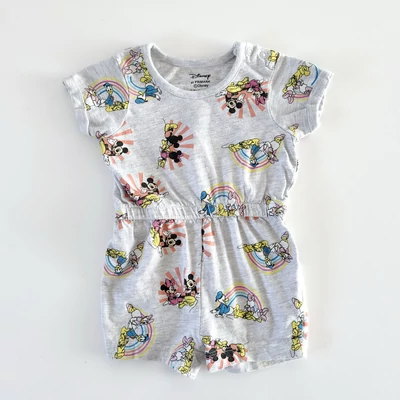 Disney figurás nyári playsuit Minnie és Donald mintával – 3–6 hó