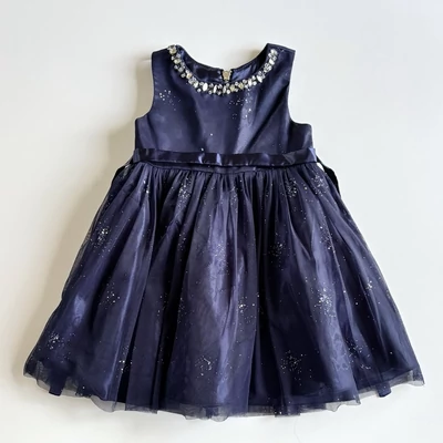 Couture Princess sötétkék tüll alkalmi ruha 3 éves kislányoknak