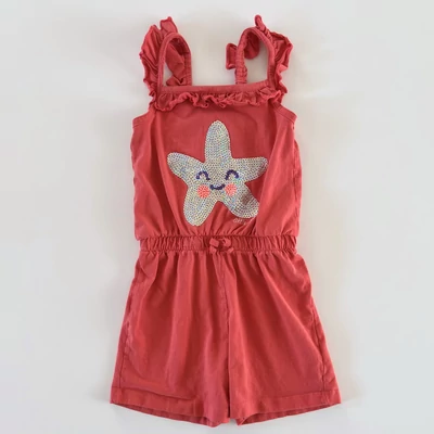 paprikapiros pamut playsuit flitteres mintával 4–5 éves kislánynak