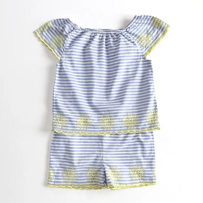 Nutmeg kék-fehér csíkos madeira playsuit 5-6 éves kislányoknak, 116-os