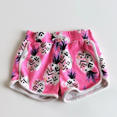 Ananász mintás pamut lány short rózsaszín – George, 128-as méret