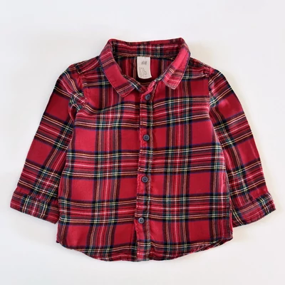 74-es ünnepi kockás flanel kisfiú ing – H&amp;M, 6-9 hónap