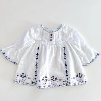 80-as pamut madeira hímzett kétrétegű blúz kislánynak – Monsoon, 6–12 hónap