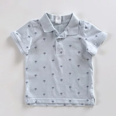 80-as H&M világoskék pálmafa mintás galléros póló kisfiúnak 80-as H&M világoskék pálmafa mintás galléros póló kisfiúnak