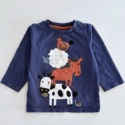 86-os Next sötétkék állatos hosszú ujjú felső kisfiúnak – 12–18 hónap