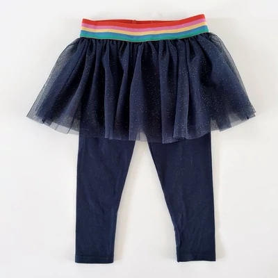 86-os sötétkék tüll szoknyás kislány leggings arany pöttyökkel – Smile