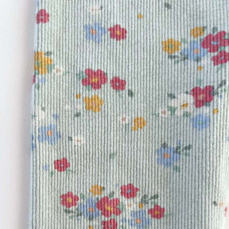 Bordázott virágmintás halvány zsályazöld pamut kislány leggings – Matalan, 86-os méret