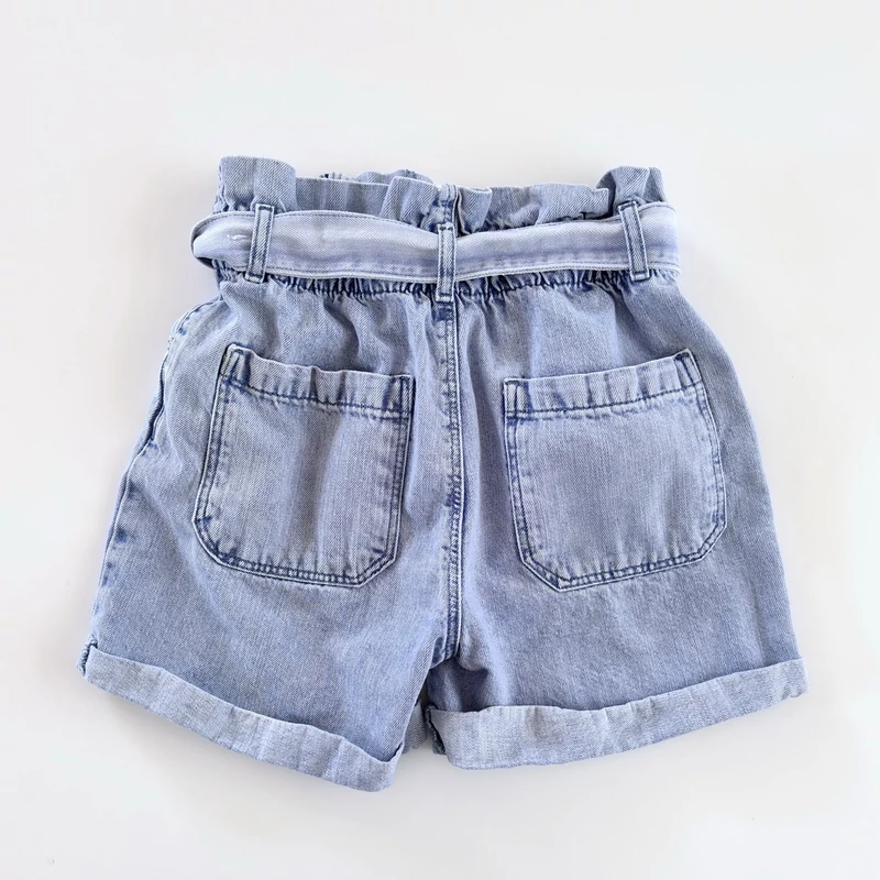 Világoskék magas derekú paperbag farmer short tinilányoknak – Primark, 11–12 éves (152)