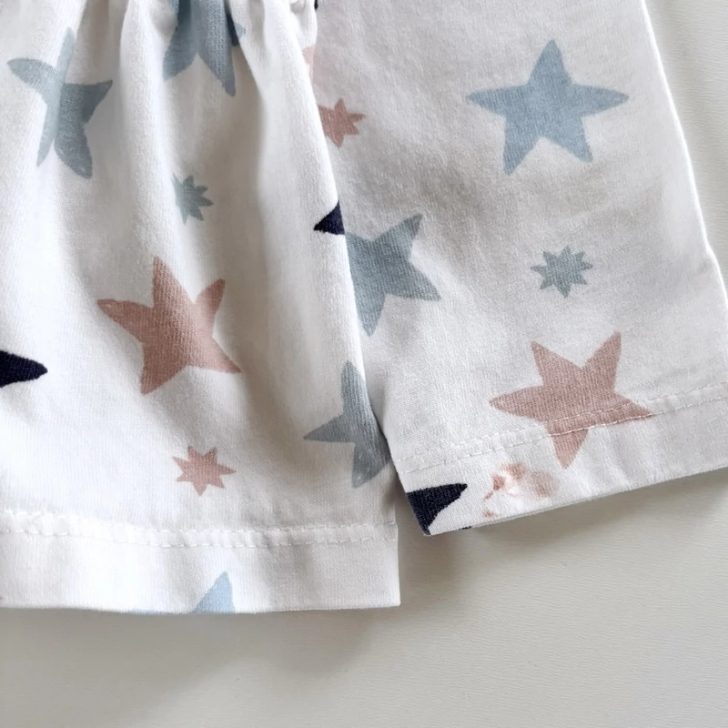 116-os színes csillagos pamut peplum kislány felső – George, 5-6 év