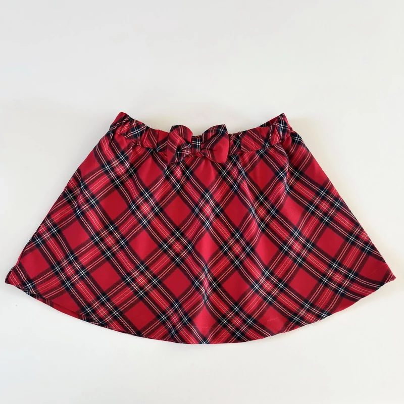 128-as karácsonyi kockás masnis lány szoknya – H&amp;M, 7-8 év
