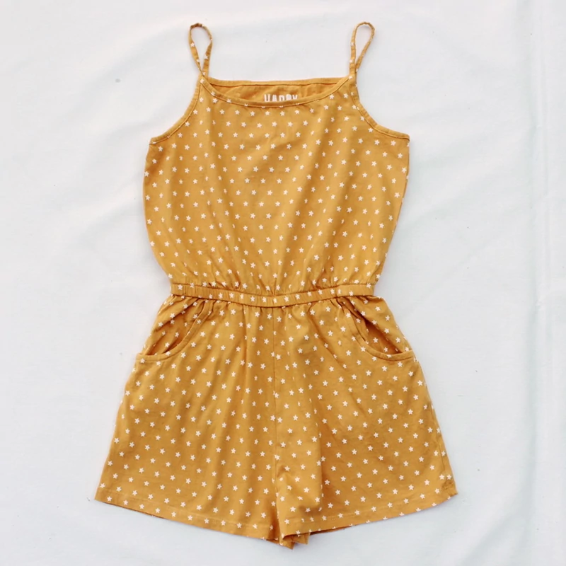164 Okkersárga csillagos pamut playsuit