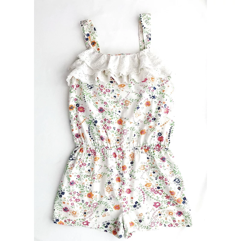 13 év Virágos madeirás pamut playsuit 158
