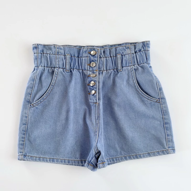 13 éves M&amp;Co paperbag fazonú farmer tinilány short, világoskék, új állapotban