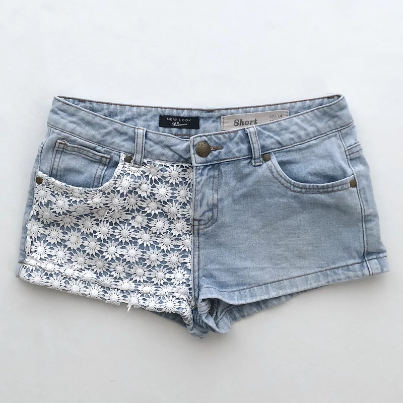 14 év Csipkés farmer short 164