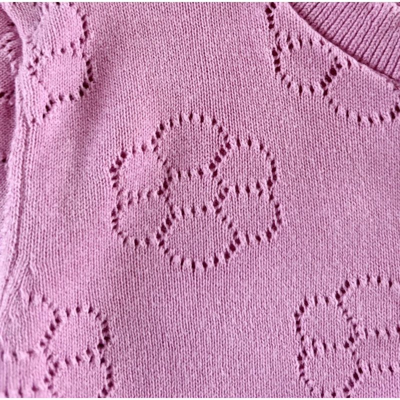 140-es rózsaszín virágos kötött lány kardigán C&amp;A – 10 év