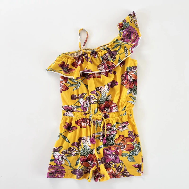 Next virágos fodros pamut kislány playsuit, nyári overall – 146-os méret