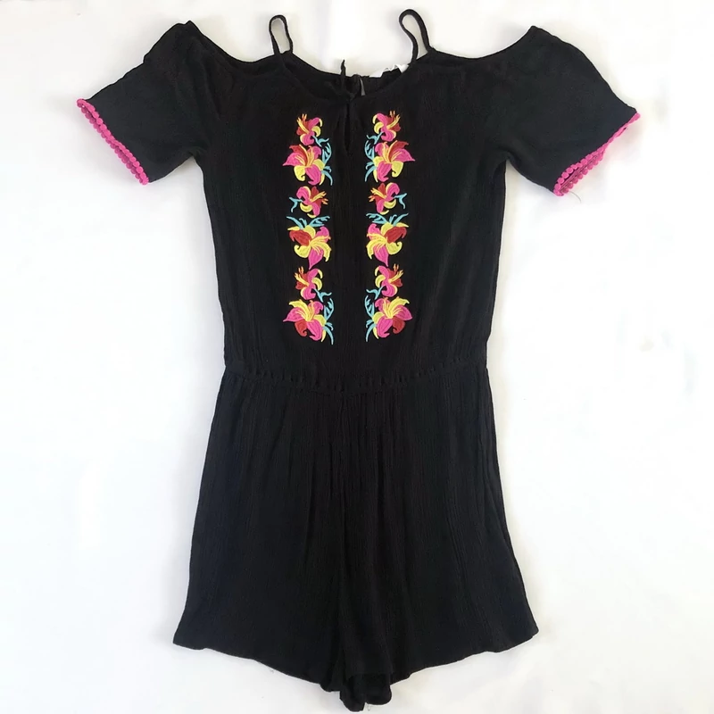 11 év Fekete hímzett playsuit 146