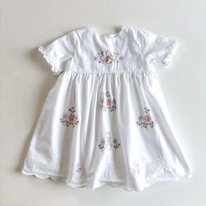 Fehér hímzett Peter Rabbit alkalmi lány ruha – Marks&amp;Spencer, 92