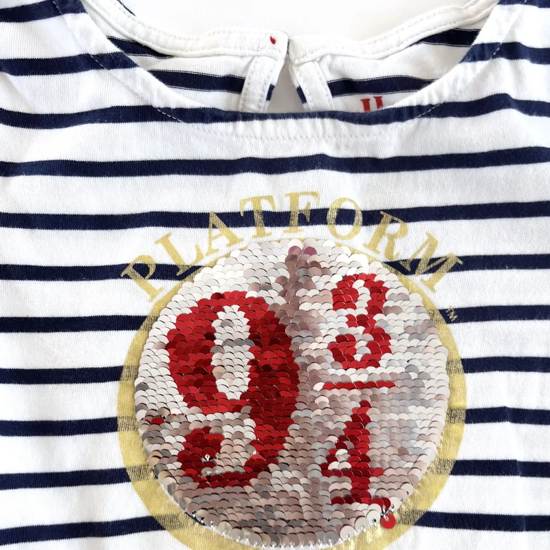 Harry Potter mintás csíkos pamut kislány ruha flitteres motívummal – Mini Boden, 104