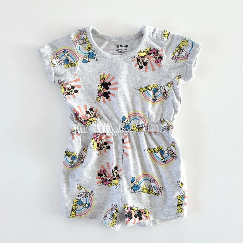 Disney figurás nyári playsuit Minnie és Donald mintával – 3–6 hó