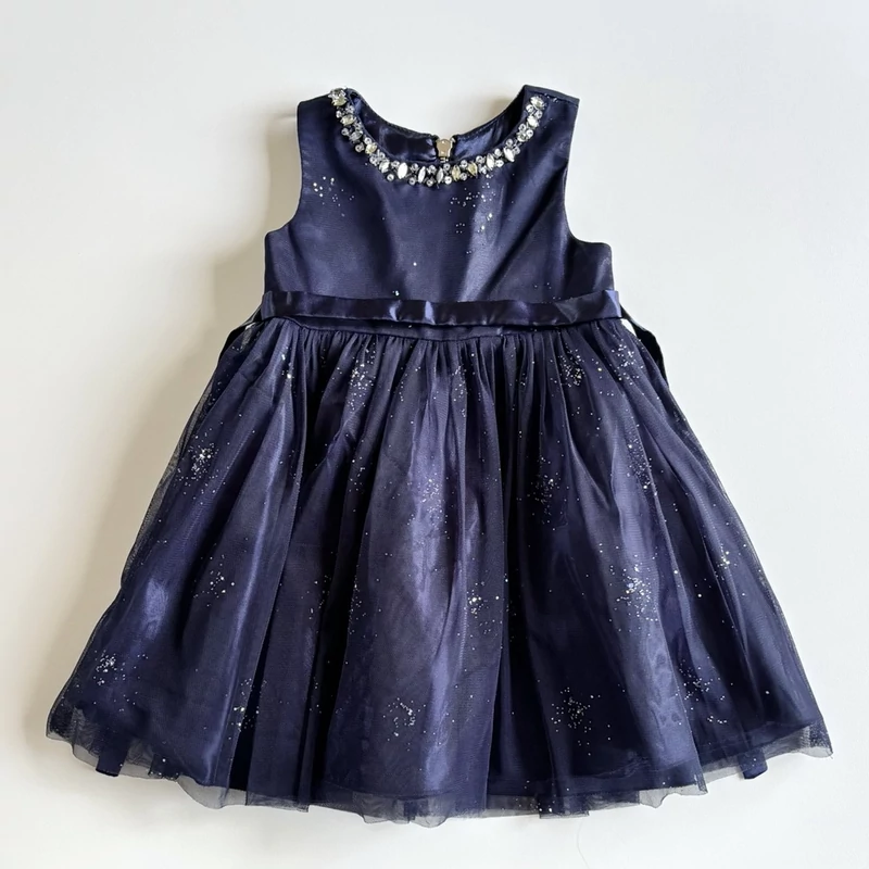 Couture Princess sötétkék tüll alkalmi ruha 3 éves kislányoknak