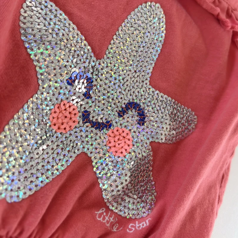 paprikapiros pamut playsuit flitteres mintával 4–5 éves kislánynak