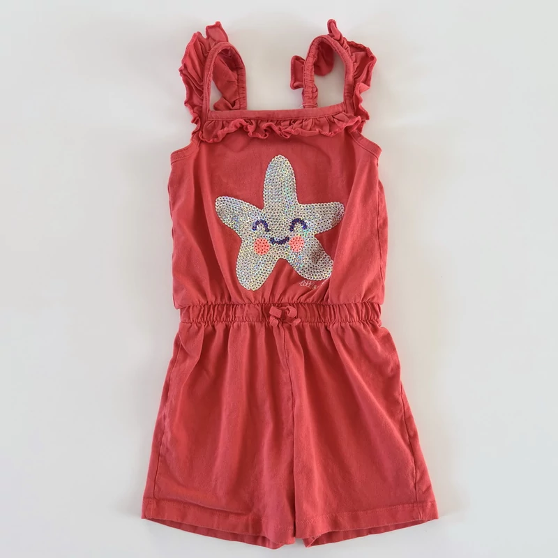 paprikapiros pamut playsuit flitteres mintával 4–5 éves kislánynak