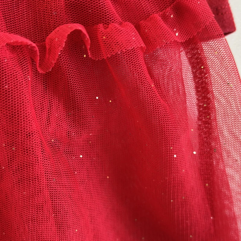 H&amp;M piros tüllös pamut ruha bodyval 4-6 hónapos kislányoknak, 68-as méret