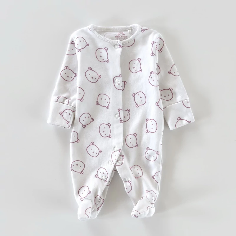50-es Next macis pamut unisex rugdalózó fehér alapon lila mintával