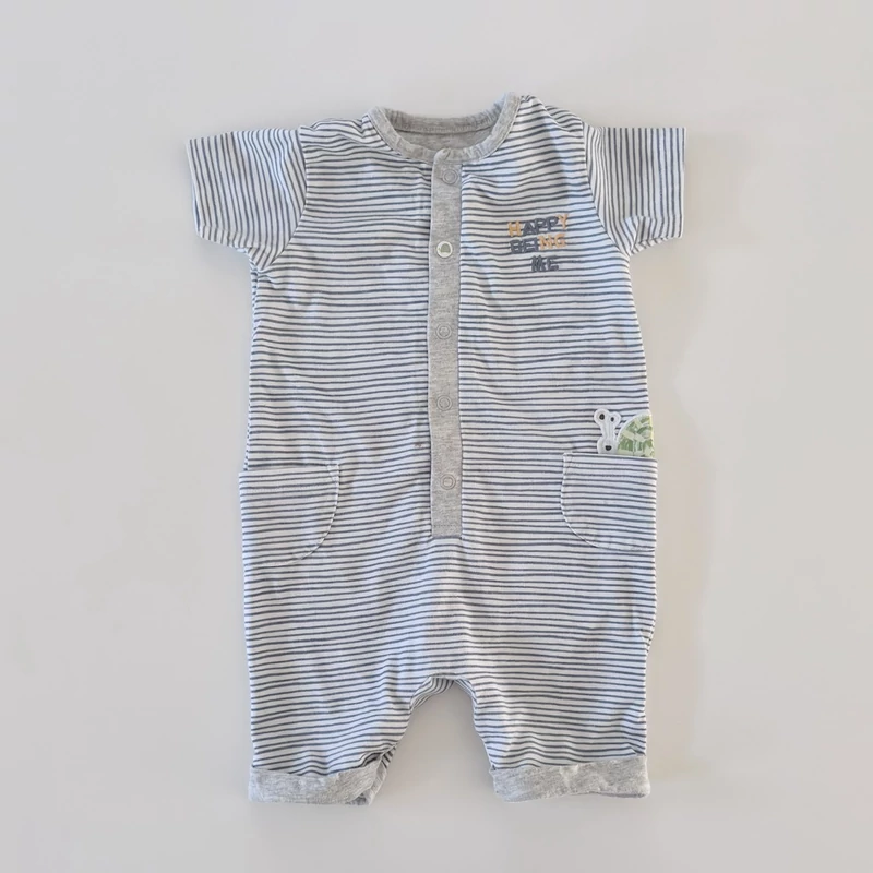 Mothercare csíkos pamut napozó – 86-os kisfiú, használt babaruha
