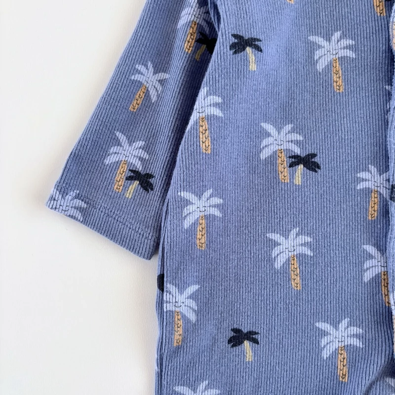 Pálmafa mintás bordázott pamut kisfiú rugdalózó – Marks&amp;Spencer, 6–9 hónapos (74)
