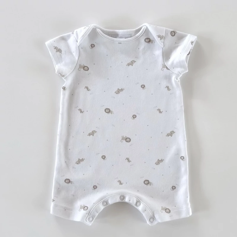 62-es fehér pamut kisfiú napozó állatmintával – The Little White Company
