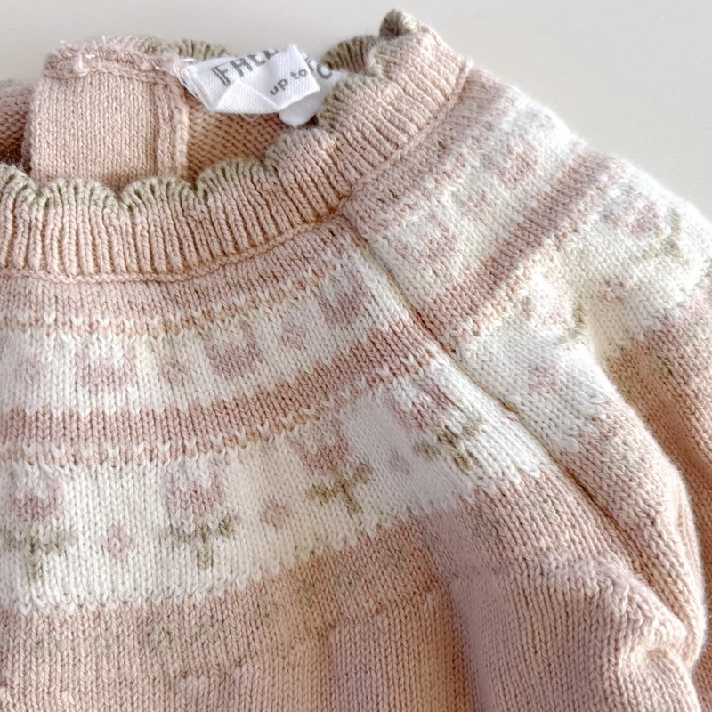 62-es F&amp;F pamut púderrózsaszín kötött overall kislánynak – 0–3 hónap