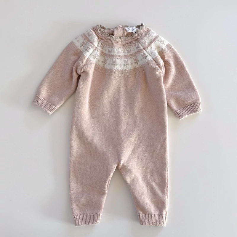 62-es F&amp;F pamut púderrózsaszín kötött overall kislánynak – 0–3 hónap