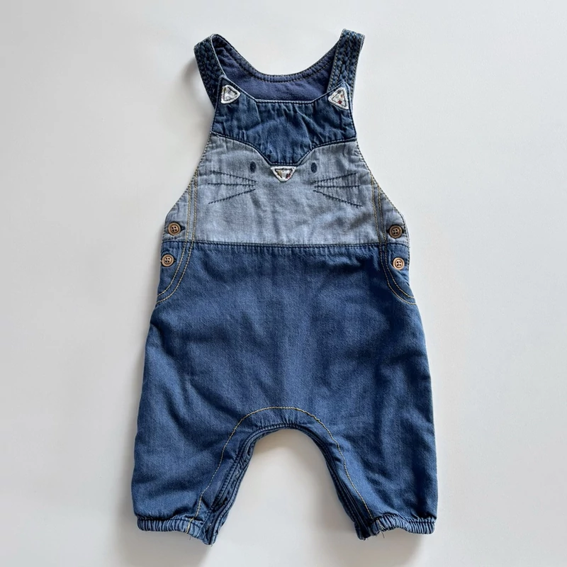 68-as Next bélelt kantáros farmernadrág cicás mintával kislánynak
