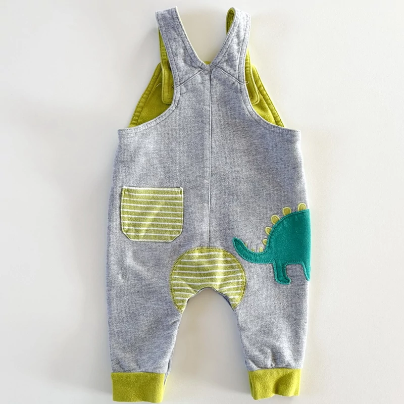 68-as Next szürke pamut kantáros nadrág dínó mintával kisfiúnak