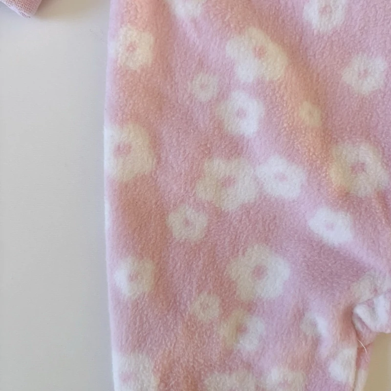 68-as Pure Baby rózsaszín virágmintás polár rugdalózó kislánynak – 3–6 hónap