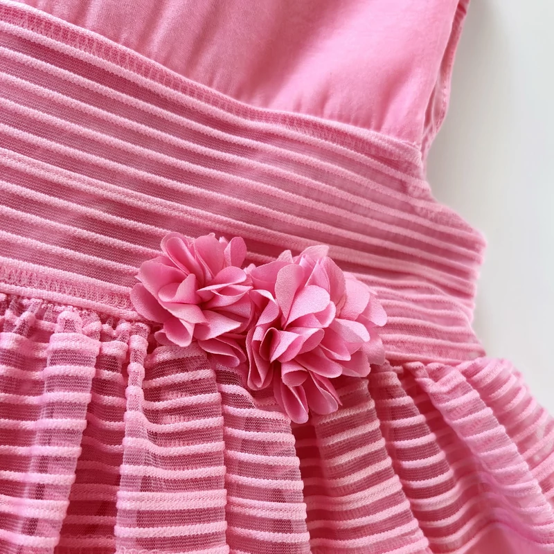 H&amp;M rózsaszín ujjatlan alkalmi tüllruha virágdísszel – 68-as, 4-6 hónap