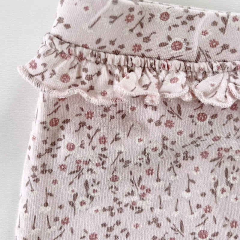 68-as rózsaszín virágos fodros Matalan kislány leggings nadrág – 3-6 hónap